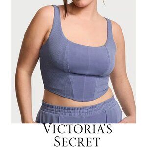 Victoria's Secret Blue Corset Cropped Tank Top NWOT